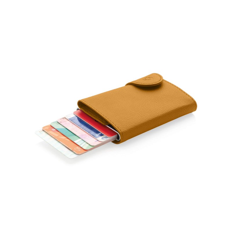 C-secure Card Holder in Mustard Brown Italian Leather RFID NFC