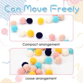 G2PLUS 2PCS Colored Felt Ball Garland, Pom Pom Garland with 60 Balls, Navy Blue and White Nursery Decor Garland, Felt Ball Garlands for Bedroom Classroom Birthday Party Decoration