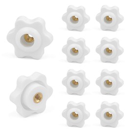 JJWNMLL 10PCS Clamping Screw Knob Star M4-outer diameter 25 thumb Bolts Thread Replacement Star Hand Knob Tightening, White Grip