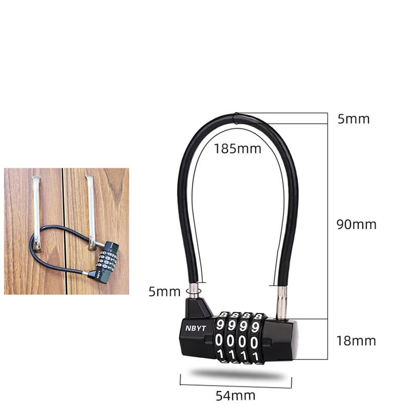 YAVINCOL Wire Lock, Padlock, 4 Digit Variable Dial Lock, PIN