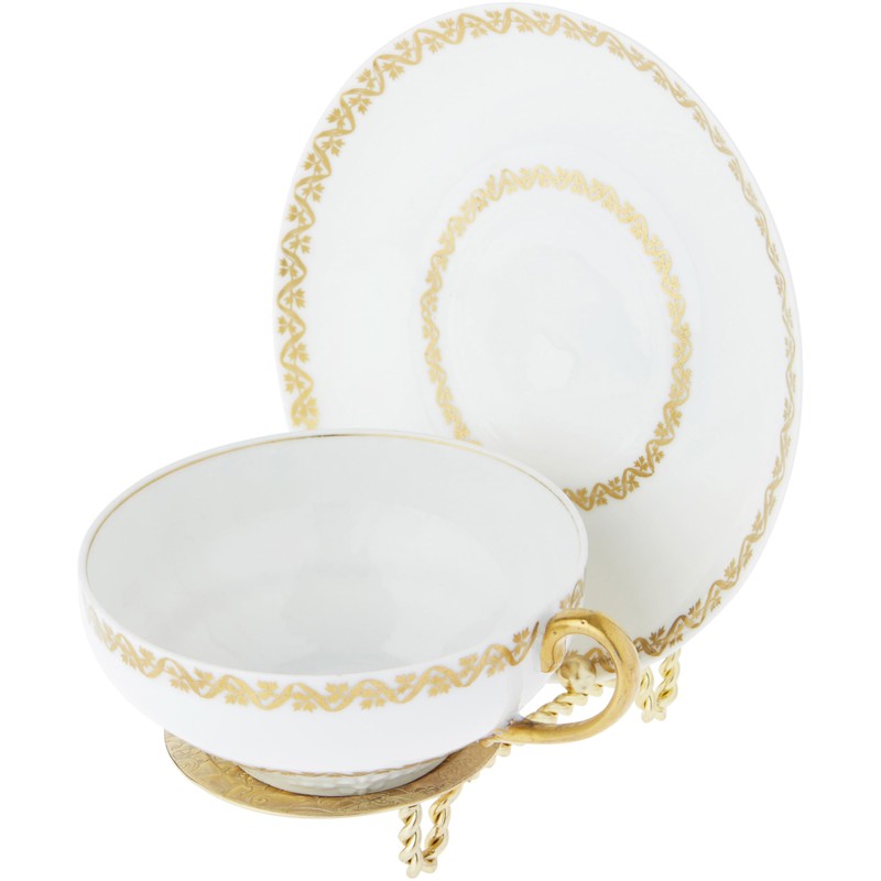 Bard's Ornate Twisted Shiny Gold-toned Cup and Saucer Stand, 3"