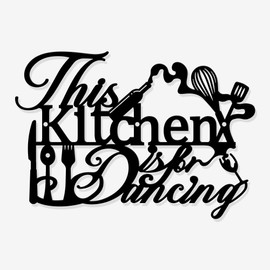 nbeads Kitchen Metal Sign Wall Art Decor, 19 x 27.3 cm Black Wall Decoration for Hanging, Silhouette Wall Art, Modern Metal Wall Sculptures for Modern Home Hanging Decorations