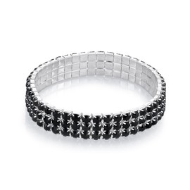 1928 Jewelry Classic 3-Row Lux Jet Black Rhinestone Stretch Bracelet