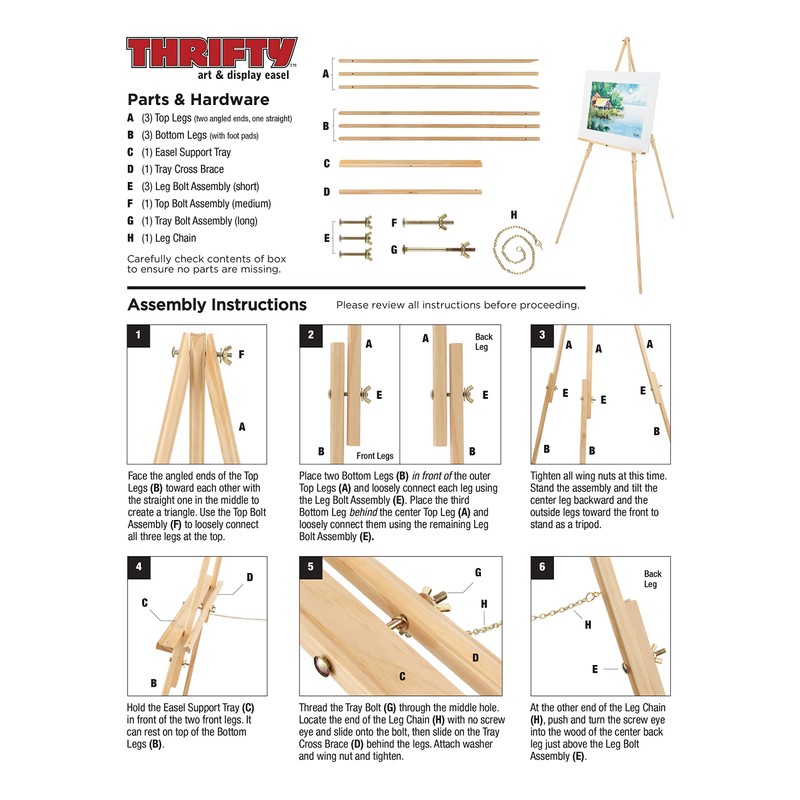 Creative Mark Thrifty Wood Tripod Display Easel Stand for Painting