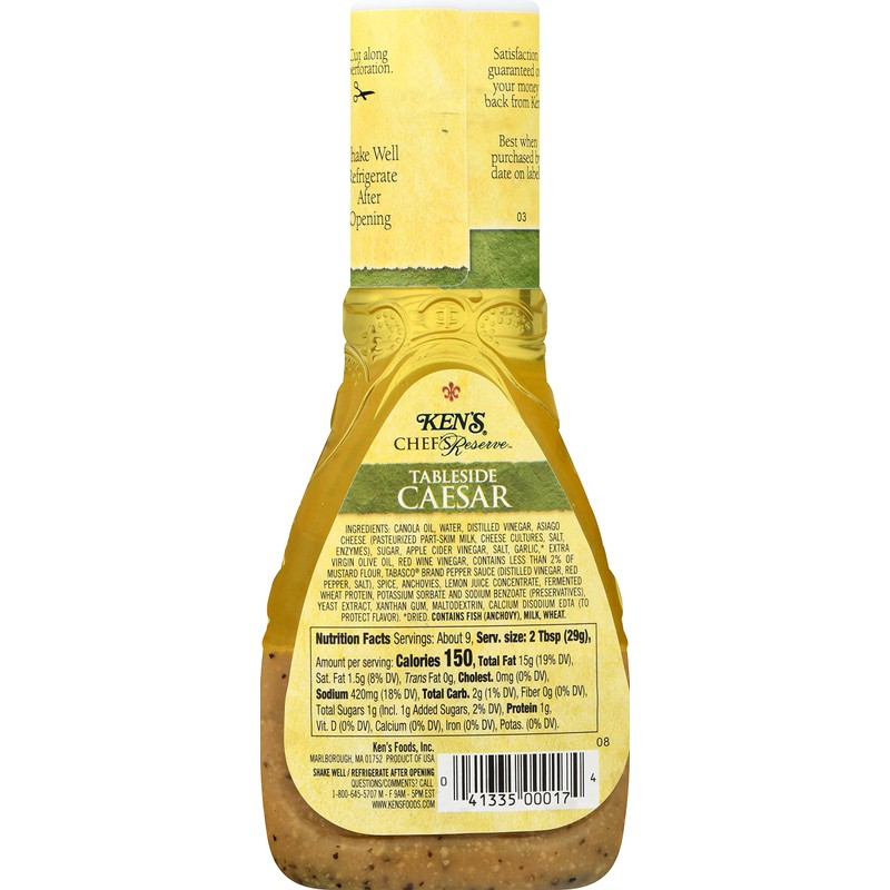 Ken's Steak House Chef's Reserve Tableside Caesar Dressing 9 Ounce