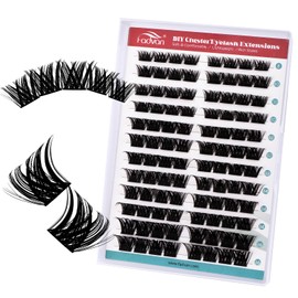 FADVAN Lash Clusters DIY Eyelash Extensions D-Curly Volume Individual Lashes Eyelash Clusters Extensions 8-16mm Mixed Wispy Lashes Cluster DIY at Home
