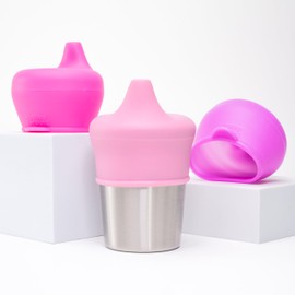 Healthy Sprouts Silicone Sippy Cup Lids - Spill Proof, Fits Any Cup, BPA-Free, Durable & Soft for Babies & Toddlers, Quick to Attach & Clean - 3 Pack Silicone Lids for Cups (Mauve, Orchid, Peony)