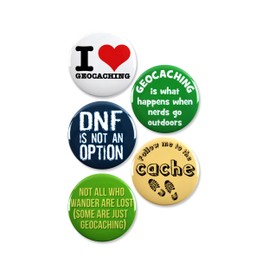 5 Pack - Geocaching Lover Pinback Buttons - 2.25 Inch