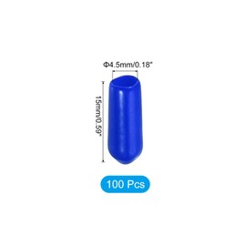 PATIKIL Round Rubber End Caps 4.5mm ID, 100 Pcs Rubber Bolt Covers Caps Vinyl Rubber Flexible Screw Thread Protectors for Metal Tube Rod Bolts, Blue