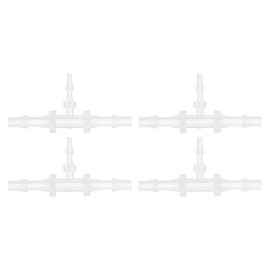 HOPESPANNER Plastic Hose Barb Fitting 1/8" x 1/16" x 1/8" Tee Type Fitting PP 4 Pcs