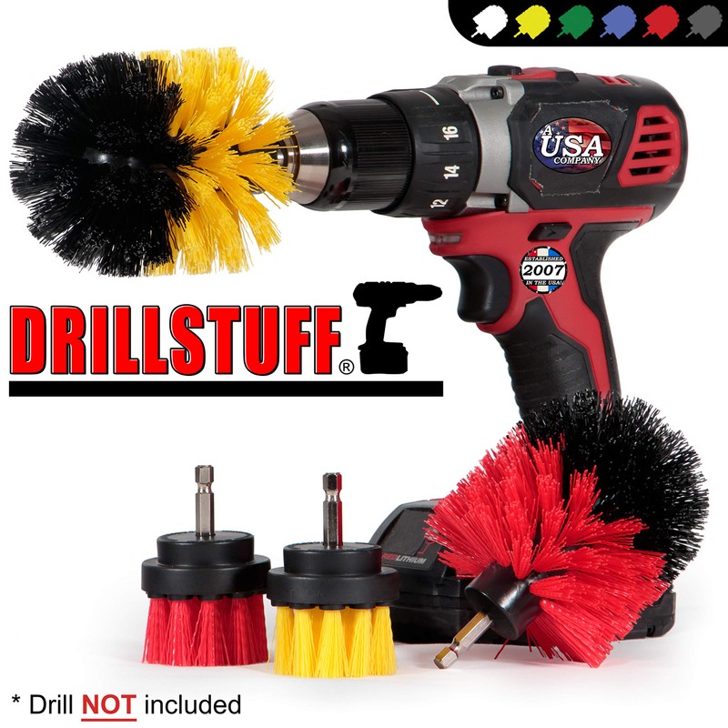 Cleaning Brush Attachments for Cordless Drill - Stiff Bristle Deck