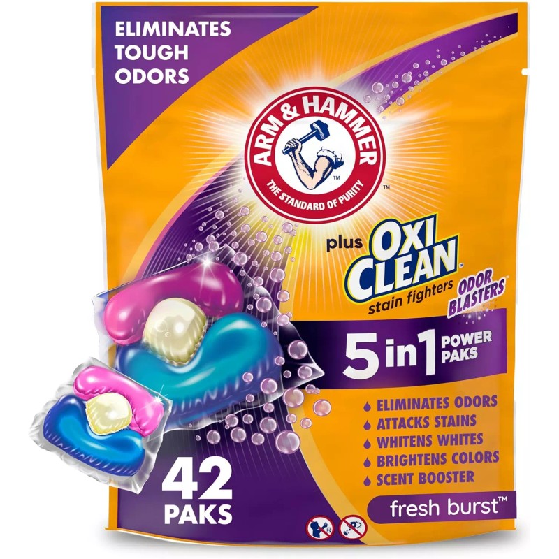 ARM & HAMMER Plus OxiClean 5-in-1 Laundry Detergent Power Pks,