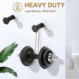 Mooche 4PCS Black Coat Hooks, Screw in Bathroom Towel Hook, SUS304 Stainless Steel Heavy Duty Door Hanger Robe Clothes Closet Sponges Hook for Wall, Matte Black Finished