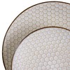 Elama Geometric Embossed Stoneware Honeycomb Pattern Tableware, Set, Ivory
