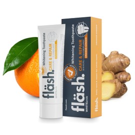 fläsh Zahnaufhellung | Zahnpasta für weiße Zähne | bleaching Zähne | Bleaching Zahnpasta | teeth whitening toothpaste | Whitening Zahnpasta | Zähne aufhellen | Made in Germany | Orange-Ingwer