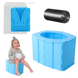 Faltbares Töpfchen Kinder, Tragbar Outdoor Kindertoilette, Reisetoilette Kinder Faltbar mit Aufbewahrungs und Reinigungssäcke, Kind Toilettensitz für Unterwegs für Auto Camping Reise, Blau