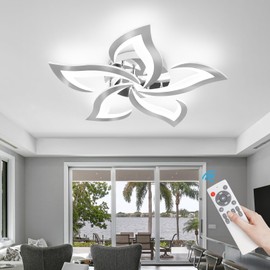 Sovinzert Modern Ceiling Light Fixture, 3000K-6000K Dimmable Flush Mount Ceiling Light with Remote Control, 45W Acrylic Chrome LED Ceiling Lights for Living Room, Bedroom, Dining Room,23.6In