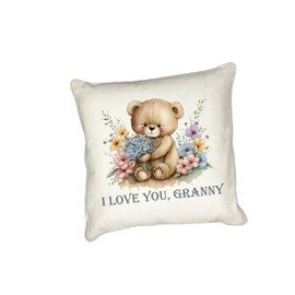 Anonymous Gifting Mother's Day adorable teddy bear printed Granny cushion with a simple I love you sentiment. Matching mugs available