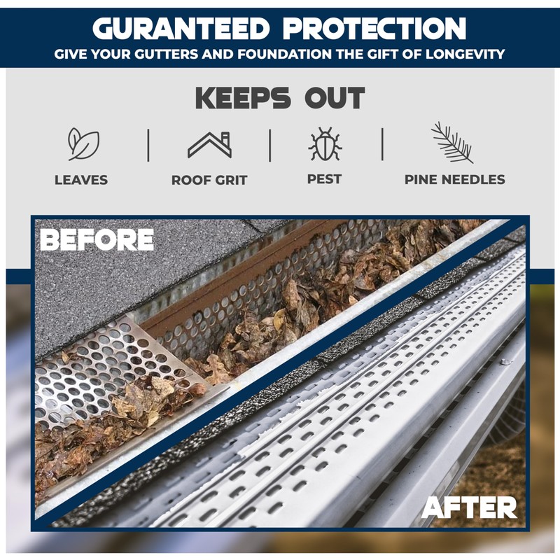 Waterlock Pro Gutter Guards Leaf Protection 25 Feet Pack Sandcastle,