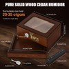 Tesonway Cigar Humidor, Cedar Wood Humidor Cigar Box, Glass Top