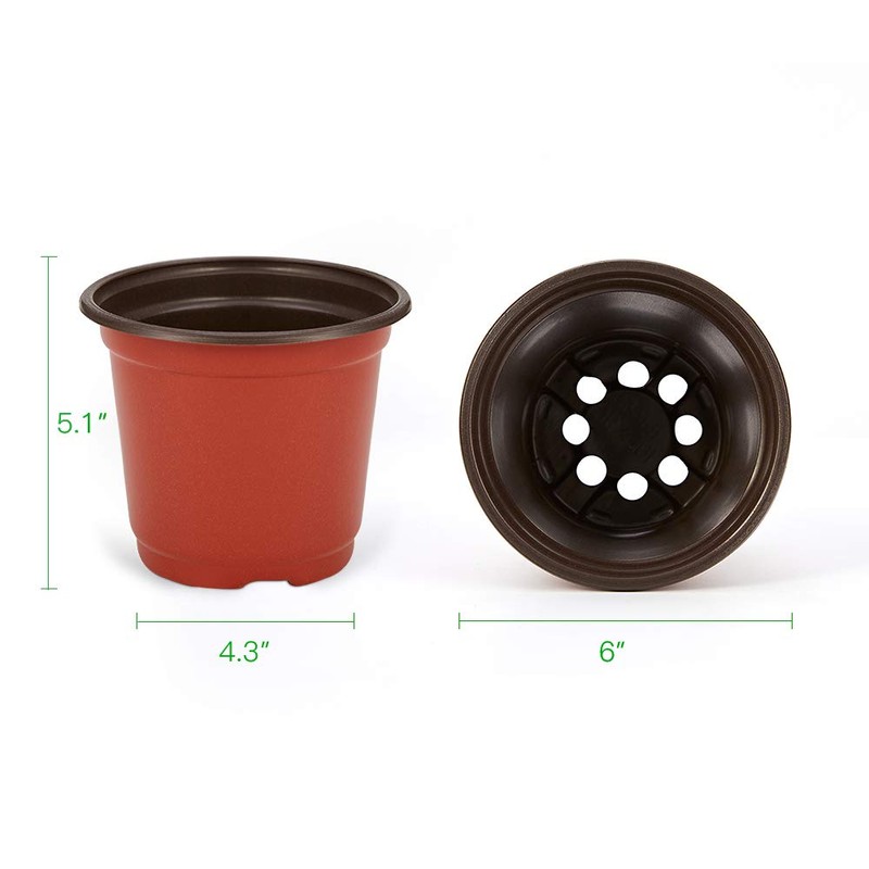 JERIA 200 Pack 6 Inch Plastic Nursery Pots Comewith Drainage
