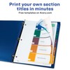 Avery(R) Ready Index(R) Translucent Table of Contents Dividers, 5-Tab, Multicolor