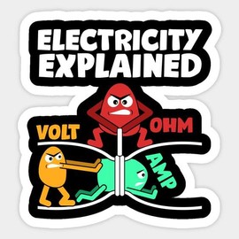 Electricity Explained Funny Vinyl Sticker Decal - 5 Inches for Vehicles Cars Bumper Window Adults Laptop Tumblers Waterbottles Trucks