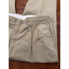 Edwards Mens Khaki Pleated Uniform Work Pants Trouser Sz 42 x 35 -NEW