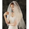 JWICOS Velo de boda de 2 niveles para novias corto