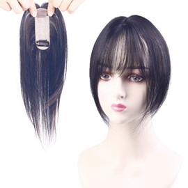 YOYO Partial Wig, 100% Human Hair, Anti-thinning Hair Top Cover, For Parts, Real Artificial Scalp, For Women, Hidden Gray Hair, Vertical, Lightweight, Hairpiece, Easy To Put On With Bangs, Net Size