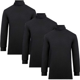 Fun. Teijin Warm Inner 3-Piece Set, Turtleneck, Men's, Warm Warm, Heat Generating, Black