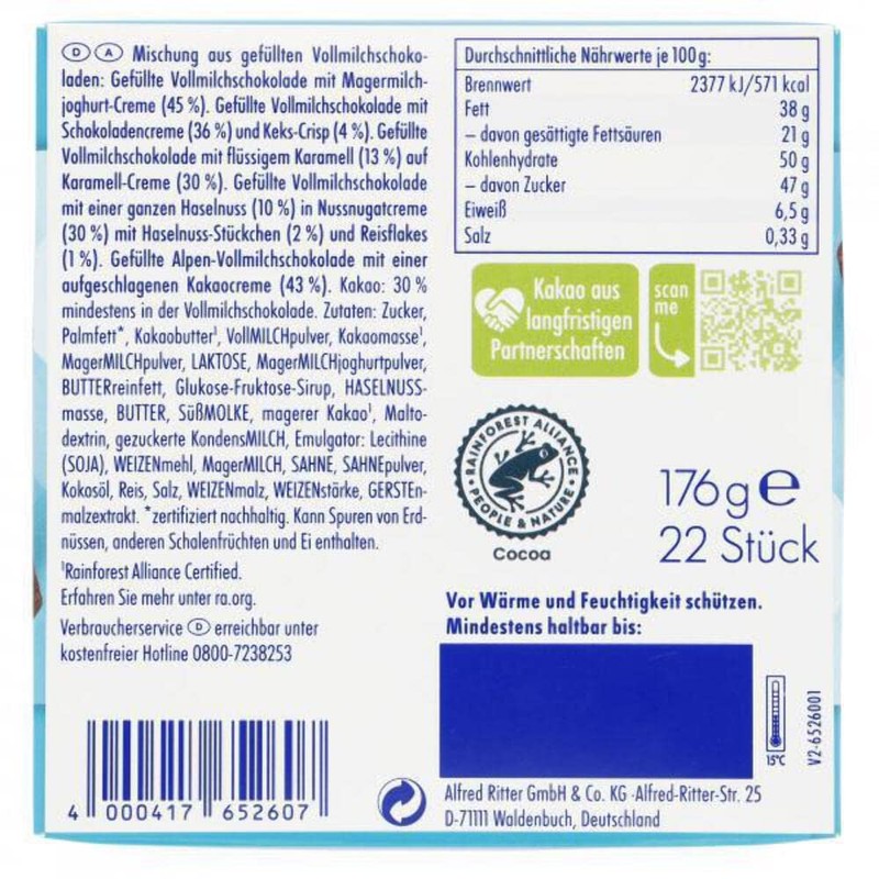 Ritter Sport SPORT Schokowürfel Box Lass dich feiern