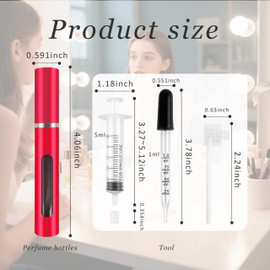 Kewjug 2 Pack Refillable Mini Perfume Atomizer Bottle，Portable Separate Bottles，Travel and Outings Spray Boxes Dispensers 5ml/0.2oz (Red)