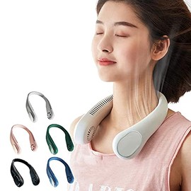 Neck Fan, Wingless, 4,000 mAh, Large Capacity, Silent, Lightweight, Neck Fan, Japanese Instruction Manual Included, Cooling Fan, Neck Fan, 2021, Neck Cooler, 2021, Neck Cooler, Blade-free, PSE Certified (white)