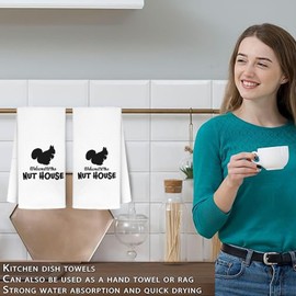 Funny Squirrel Kitchen Towels, Funny Squirrel Hand Towels, Welcome to The Nuthouse Kitchen Towels Decor, Squirrel Kitchen Bathroom Decor, Squirrel House Decorations, Fall Squirrel Kitchen Towels