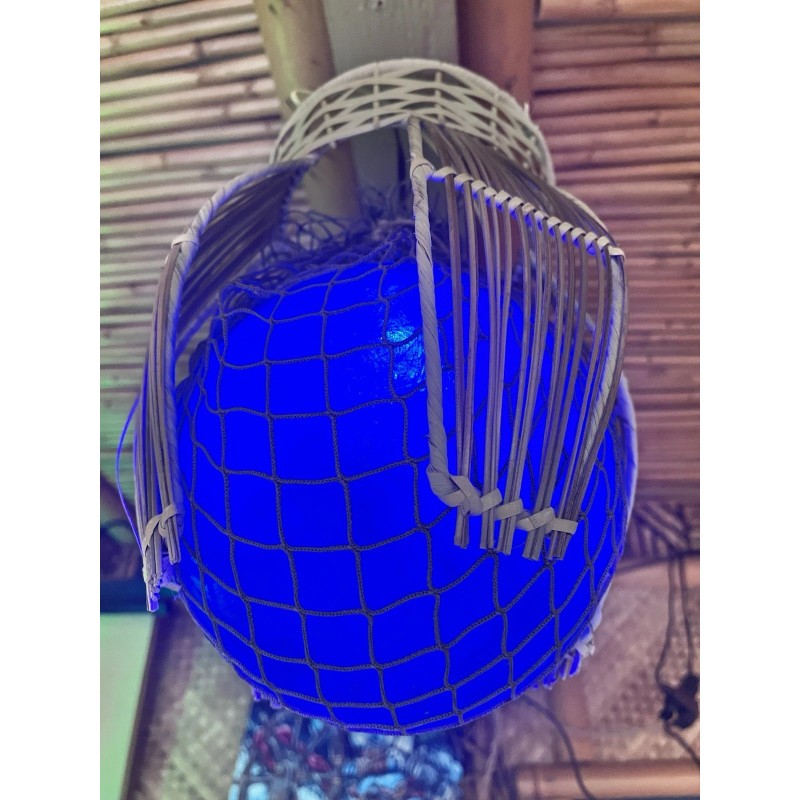NEW Rattan Float Lamp W/ Netting W/blue Led Bulb Smokin