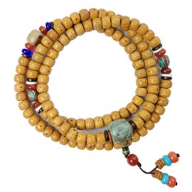 FAZOVIN Genuine Aged Bodhi Seed Bracelet 108 Mala Beads Necklace- Meditation Prayer Beads for Women(Nepalese style 30 Inches)