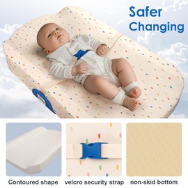 Tiny Marvels Baby Changing Pad, Changing Pad for Dresser with Non-Skid Bottom & Strap, Soft Washable Cover, Breathable Foam with Safe Contoured Shape, Standard Size (31.25" x 16" x 4")