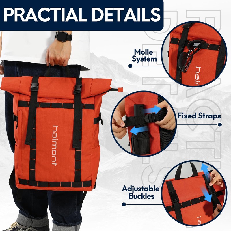 Haimont Rolltop Backpack Commuter Carry on Backpack for Women Men