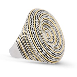 JanKuo Jewelry Two Tone Antique Style Round Cocktail Ring (13)