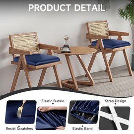 WENZMOC PU Leather Seat Covers for Dining Chairs, 4 Pack 100% Waterproof Dining Room Chair Seat Covers Stretch and Wipeable Kitchen Chair Cover Protectors (PU Navy, 4 PCS)