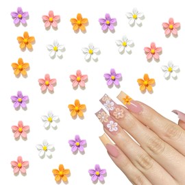 20pcs Flower Nail Charms Spring Hibiscus Flowers Nail Rhinestones 3D Mixed Colorful Nail Jewelry Summer Peach Blossom Nail Gem Floral Nail Art Supplies for Women DIY Manicure Design
