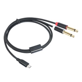 Lrbners 6.6FT(2M) USB-C to Dual 6.35mm TS Male Cable - USB-C Digital to Dual Mono 1/4" Audio Interface Cable, Gold-Plated for iPads, Keyboard, Audio Interfaces & Guitar Processors