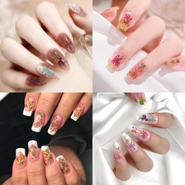 3D Dried Flowers Nail Art - 3Box Spring Flower Nail Art Stickers, Colorful Mixed Flowers Nails Art Supplies for Women Nail Arts DIY Decoration Makeup DIY Accessories Craft