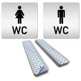 Türschilder24 XXL Toilet Signs 125 x 125 mm Set Women and Men - Sturdy Signs Made of 1.5 mm Aluminium Solid Material • 100% Made in Germany (Version A + Spacers)
