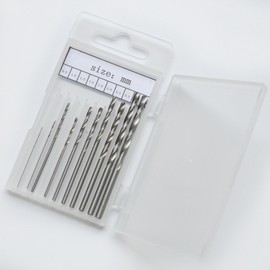 Craft Tools for Pin Vices, Replacement Drills 0.03 - 0.12 inches (0.8 - 3.0 mm), Set of 10 Types with Storage Case