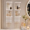 3 Tier White Floating Wall Vanity Shelf with 8 Crystal