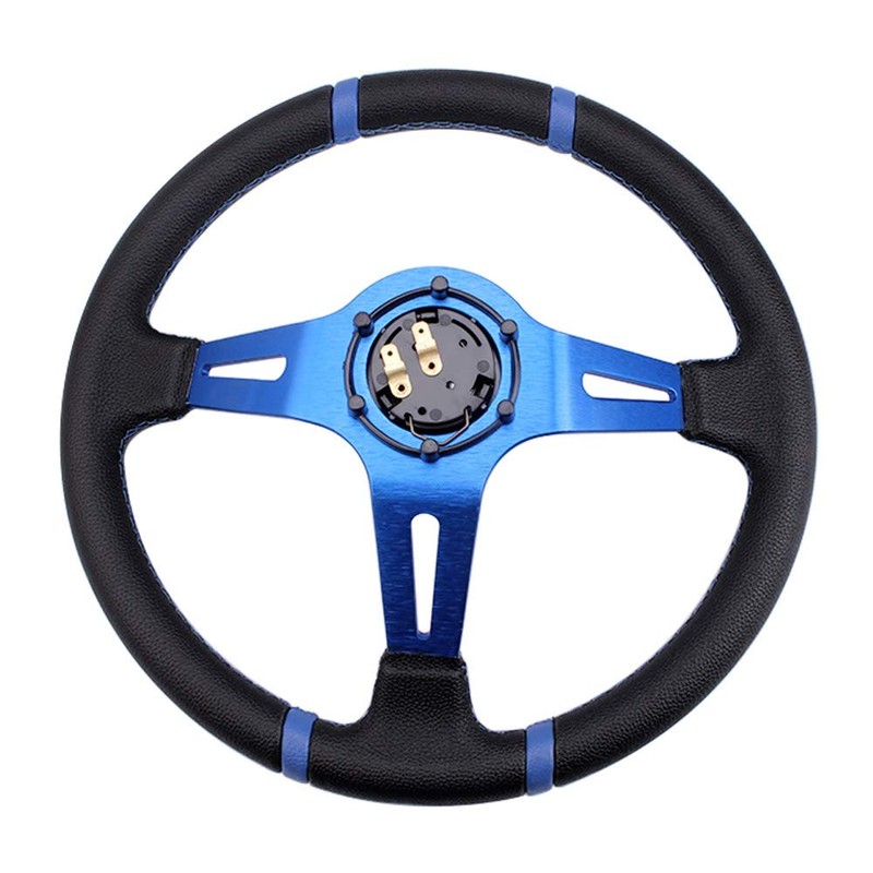 RASTP Universal Racing Steering Wheel,Deep Dish Steering Wheel Leather Embroidery