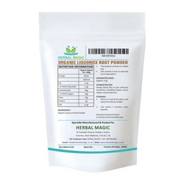 Herbal Magic's Organic Liquorice Root Powder (Mulethi Powder) Natural Skin Hair Mask - Revered Herb in Ayurveda - Sparkle Your Smoothies, Shakes, Baking -of&G UK Organic Certified (100g)