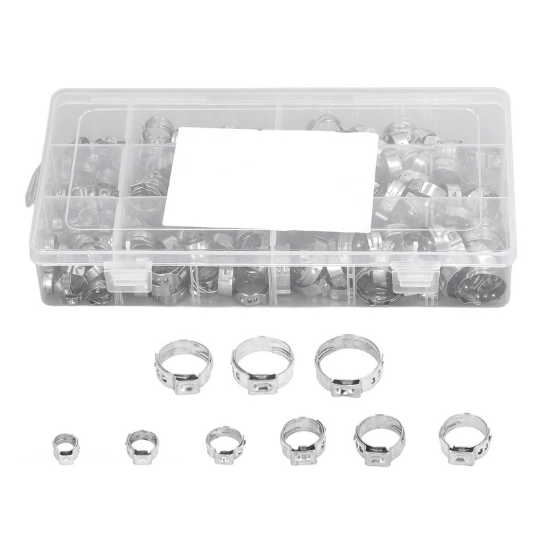 180Pcs Fuel Hose Clamps Kit Stainless Steel Injection Line Accessories